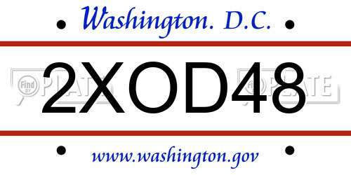 2XOD48 District Of Columbia License Plate