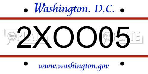 2XOO05 District Of Columbia License Plate