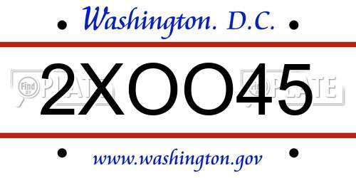2XOO45 District Of Columbia License Plate