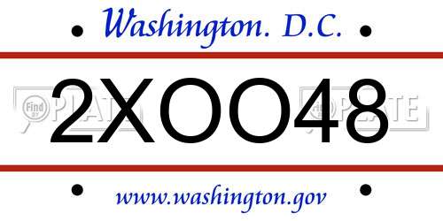 2XOO48 District Of Columbia License Plate