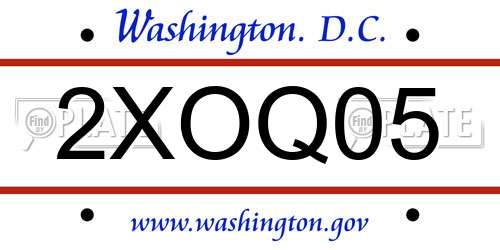 2XOQ05 District Of Columbia License Plate