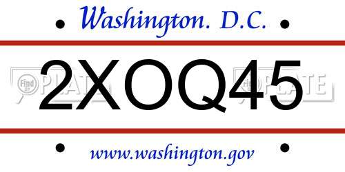 2XOQ45 District Of Columbia License Plate