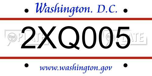 2XQ005 District Of Columbia License Plate