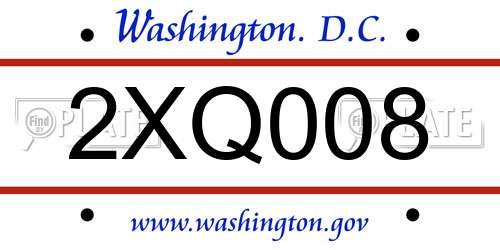 2XQ008 District Of Columbia License Plate