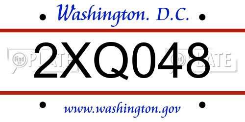 2XQ048 District Of Columbia License Plate