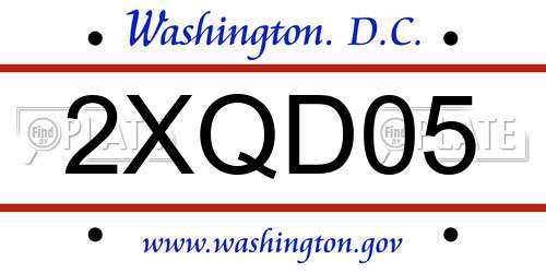 2XQD05 District Of Columbia License Plate