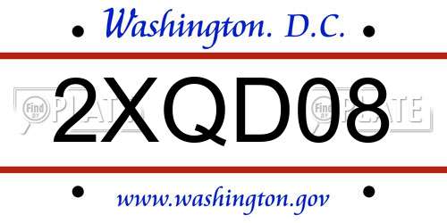 2XQD08 District Of Columbia License Plate