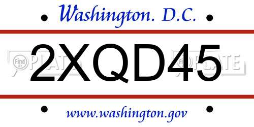 2XQD45 District Of Columbia License Plate