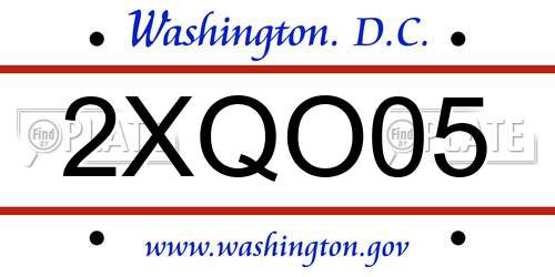 2XQO05 District Of Columbia License Plate