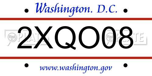 2XQO08 District Of Columbia License Plate
