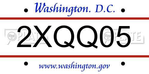 2XQQ05 District Of Columbia License Plate
