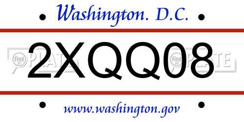 2XQQ08 District Of Columbia License Plate