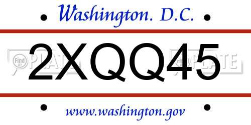 2XQQ45 District Of Columbia License Plate