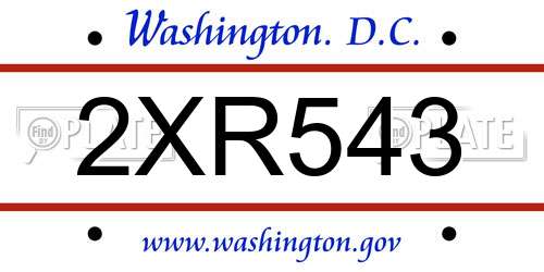 2XR543 District Of Columbia License Plate