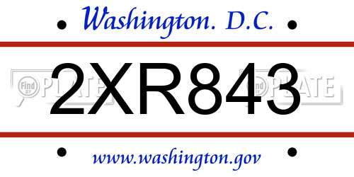 2XR843 District Of Columbia License Plate