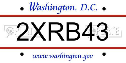 2XRB43 District Of Columbia License Plate