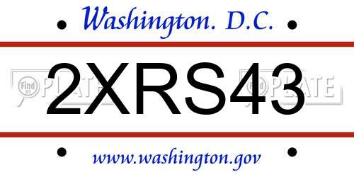 2XRS43 District Of Columbia License Plate