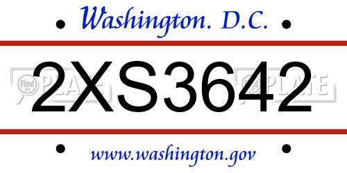 2XS3642 District Of Columbia License Plate