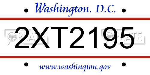 2XT2195 District Of Columbia License Plate