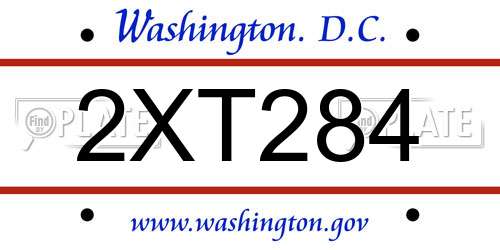 2XT284 District Of Columbia License Plate
