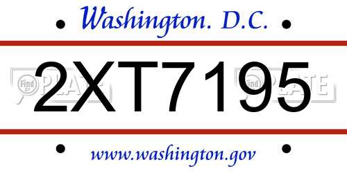 2XT7195 District Of Columbia License Plate
