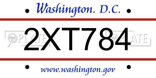 2XT784 District Of Columbia License Plate