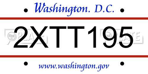 2XTT195 District Of Columbia License Plate