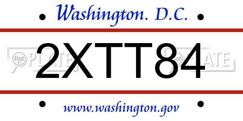 2XTT84 District Of Columbia License Plate
