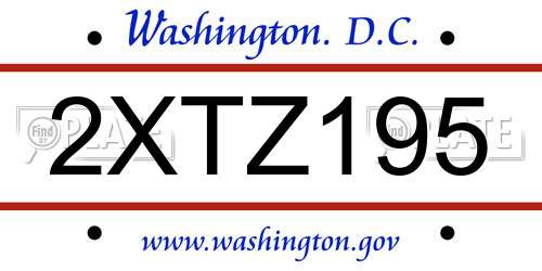 2XTZ195 District Of Columbia License Plate