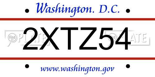 2XTZ54 District Of Columbia License Plate