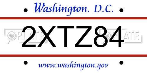 2XTZ84 District Of Columbia License Plate