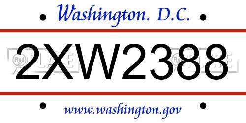 2XW2388 District Of Columbia License Plate