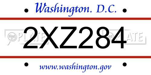 2XZ284 District Of Columbia License Plate