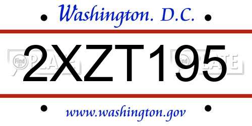 2XZT195 District Of Columbia License Plate