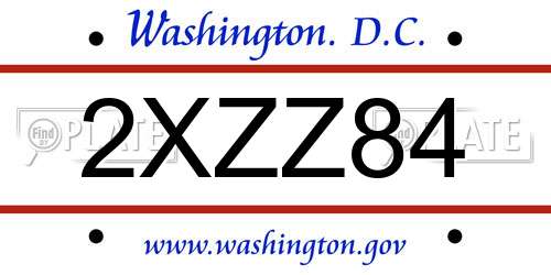 2XZZ84 District Of Columbia License Plate
