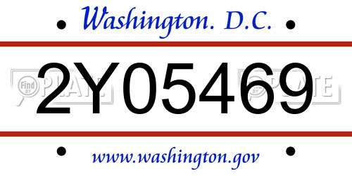 2Y05469 District Of Columbia License Plate