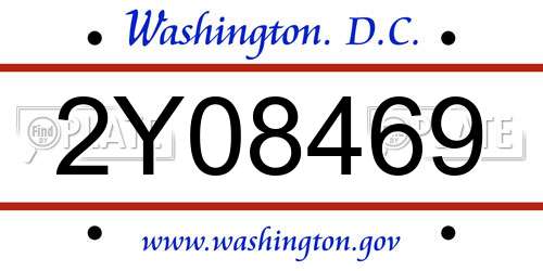 2Y08469 District Of Columbia License Plate
