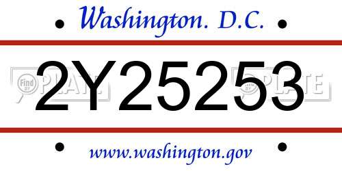 2Y25253 District Of Columbia License Plate