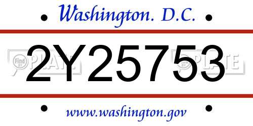 2Y25753 District Of Columbia License Plate