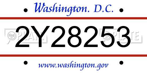 2Y28253 District Of Columbia License Plate