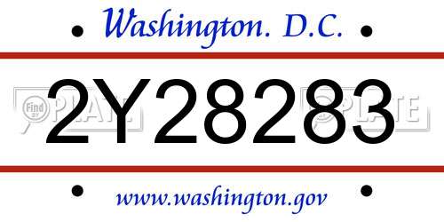 2Y28283 District Of Columbia License Plate