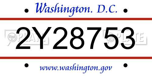2Y28753 District Of Columbia License Plate