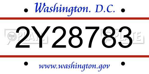 2Y28783 District Of Columbia License Plate