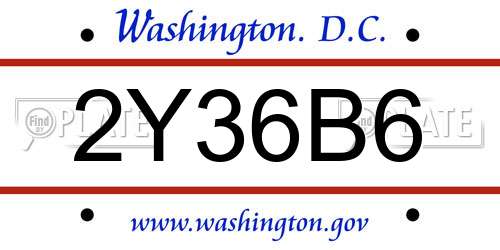 2Y36B6 District Of Columbia License Plate