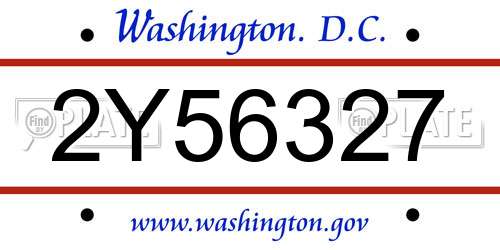 2Y56327 District Of Columbia License Plate