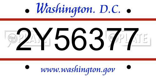 2Y56377 District Of Columbia License Plate