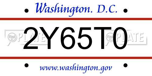 2Y65T0 District Of Columbia License Plate