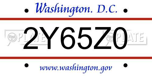 2Y65Z0 District Of Columbia License Plate