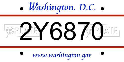 2Y6870 District Of Columbia License Plate