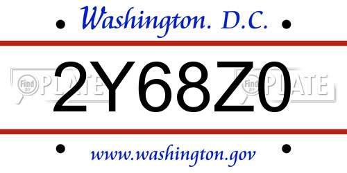 2Y68Z0 District Of Columbia License Plate